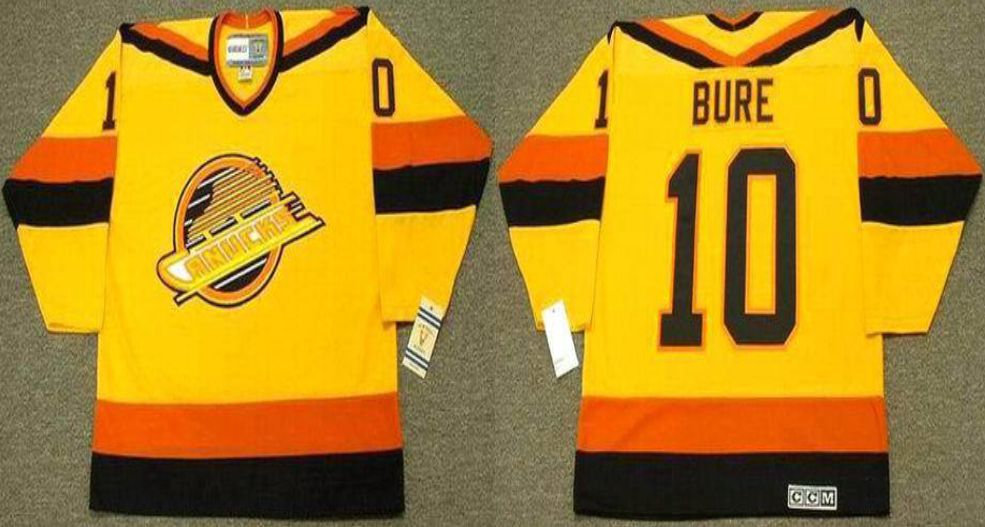 2019 Men Vancouver Canucks #10 Bure Yellow CCM NHL jerseys